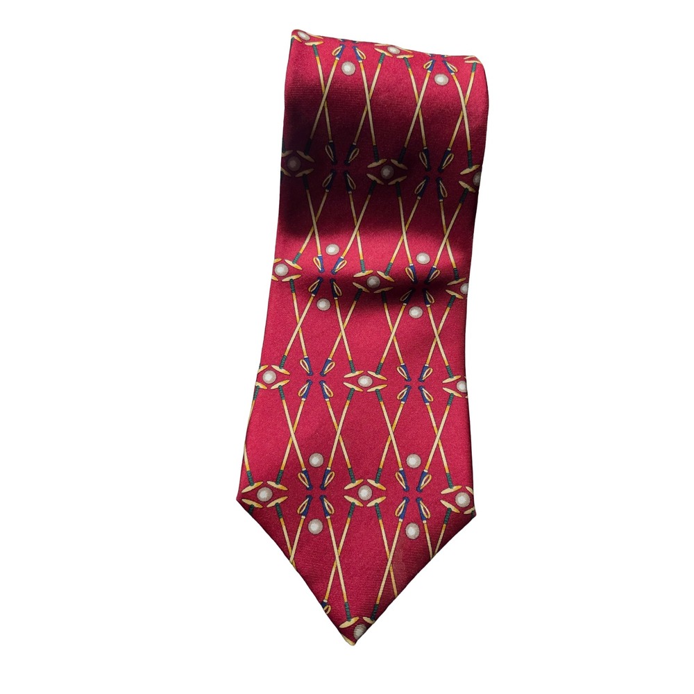 Vintage 90s Tommy Hilfiger Silk Necktie Golf Clubs Novelty Made in USA Preppy